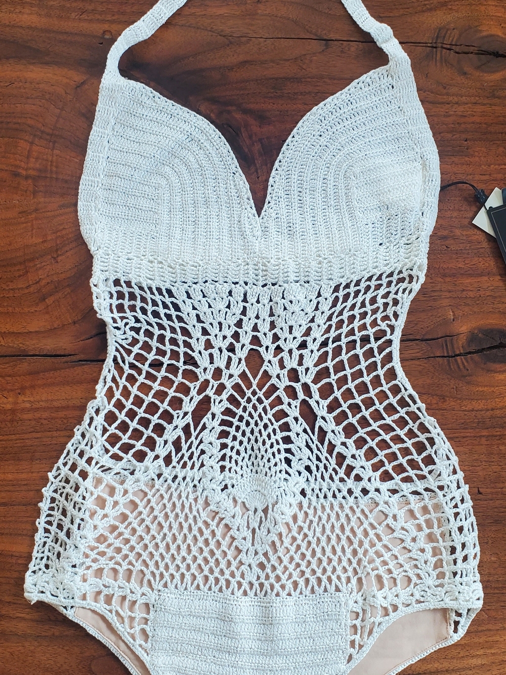BCBGMaxAzria White Crochet Swim Cover